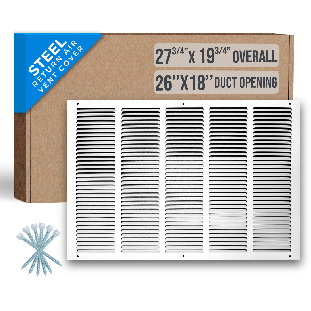 airgrilles 26" x 18" duct opening   steel return air grille for sidewall and ceiling hnd-flt-1rag-wh-26x18 038775628525 - 1