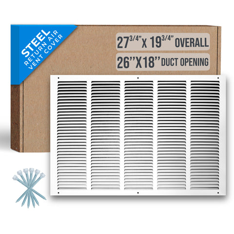 airgrilles 26" x 18" duct opening   steel return air grille for sidewall and ceiling hnd-flt-1rag-wh-26x18 038775628525 - 1