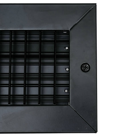 10"W x 4"H  Steel Adjustable Air Supply Grille | Register Vent Cover Grill for Sidewall and Ceiling | Black | Outer Dimensions: 11.75"W X 5.75"H for 10x4 Duct Opening