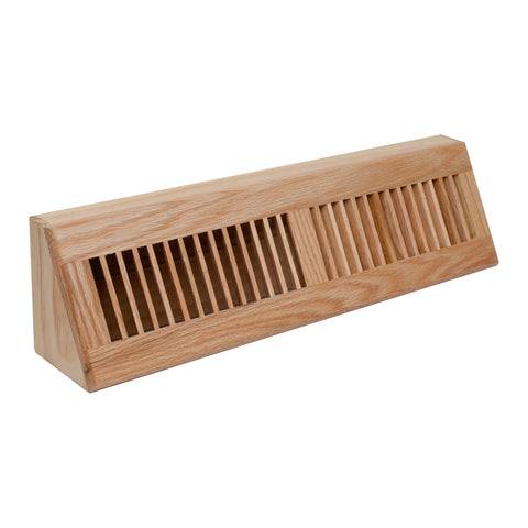 18" Wooden Baseboard Floor Register | Return Air Grille | Decorative Air Supply Vent Cover | Pre-Finished Natural Red Oak Wood Air Diffuser