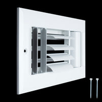 8"W x 4"H [Duct Opening] Aluminum 3-WAY Adjustable Air Supply Grille | Register Vent Cover Grill for Sidewall and Ceiling | White | Outer Dimensions: 9.75"W x 5.75"H