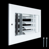 8x4 Aluminum 3-WAY Adjustable Air Supply Register for Sidewall and Ceiling | White | Outer Dimensions: 9-3/4"W X 5-3/4"H