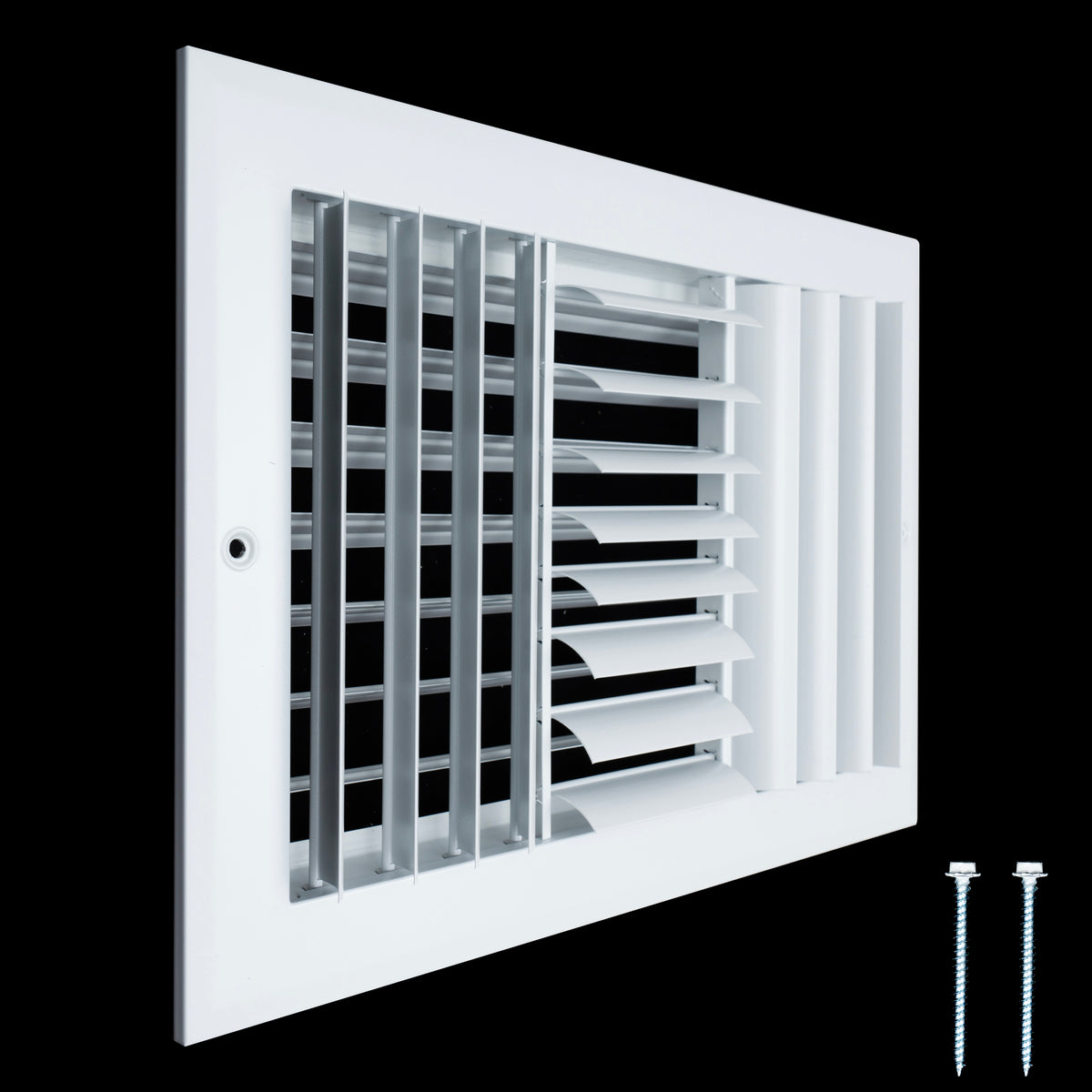 12"W x 8"H [Duct Opening] Aluminum 3-WAY Adjustable Air Supply Grille | Register Vent Cover Grill for Sidewall and Ceiling | White | Outer Dimensions: 13.75"W x 9.75"