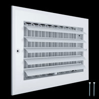 10"W x 6"H [Duct Opening] Aluminum 1-WAY Adjustable Air Supply Grille | Register Vent Cover Grill for Sidewall and Ceiling | White | Outer Dimensions: 11.75"W x 7.75"H