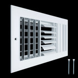 12x6 Aluminum 3-WAY Adjustable Air Supply Register for Sidewall and Ceiling | White | Outer Dimensions: 13-3/4"W X 7-3/4"H