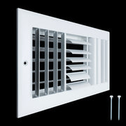 12 x 6-inch White Aluminum adjustable curved blade supply register, angled view