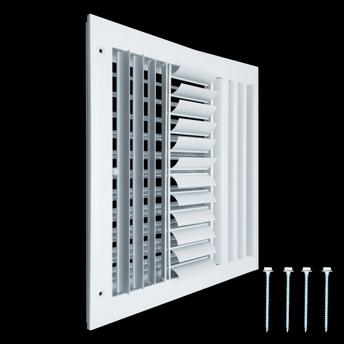 12"W x 12"H [Duct Opening] Aluminum 4-WAY Adjustable Air Supply Grille | Register Vent Cover Grill for Sidewall and Ceiling | White | Outer Dimensions: 13.75"W x 13.75"
