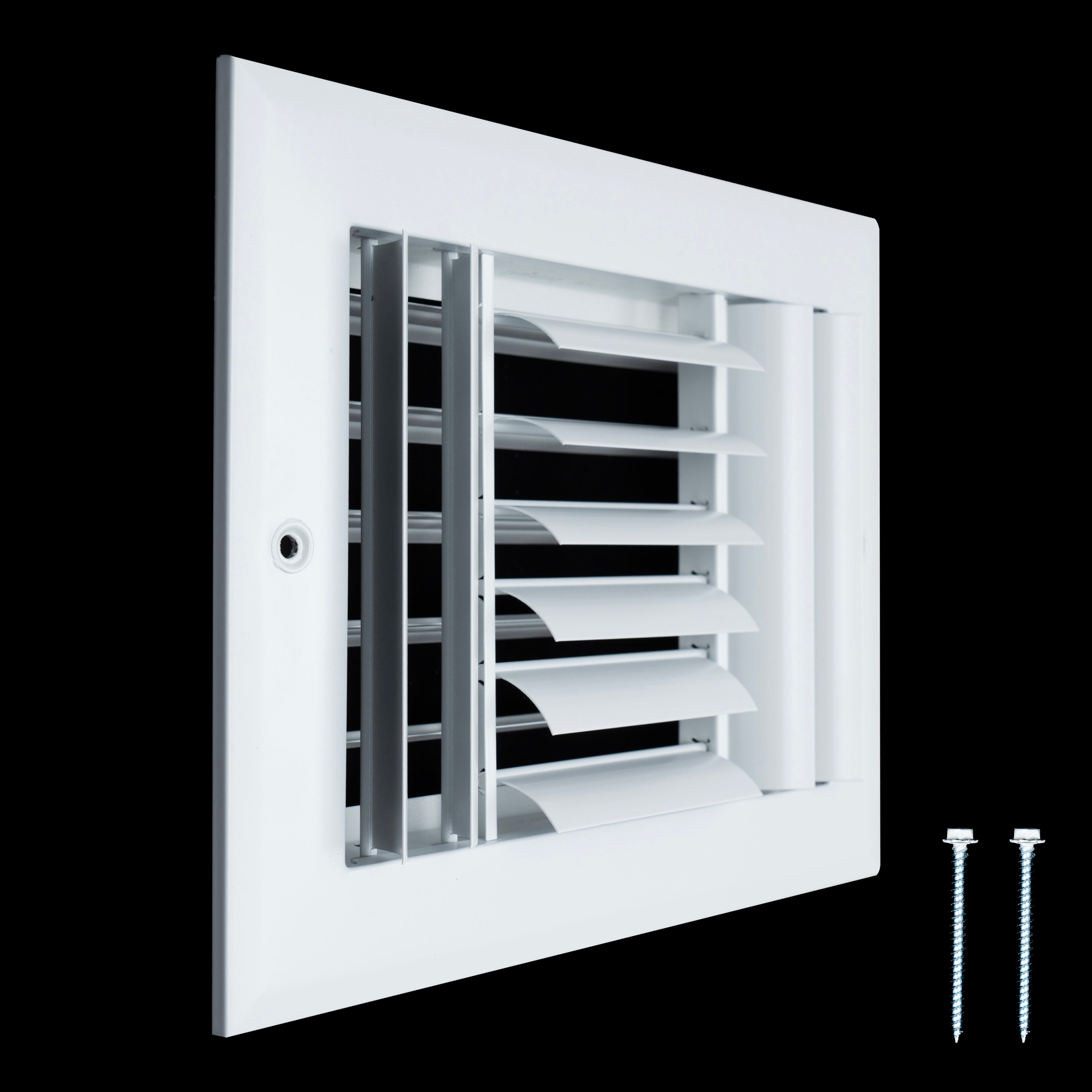8"W x 6"H [Duct Opening] Aluminum 3-WAY Adjustable Air Supply Grille | Register Vent Cover Grill for Sidewall and Ceiling | White | Outer Dimensions: 9.75"W x 7.75"