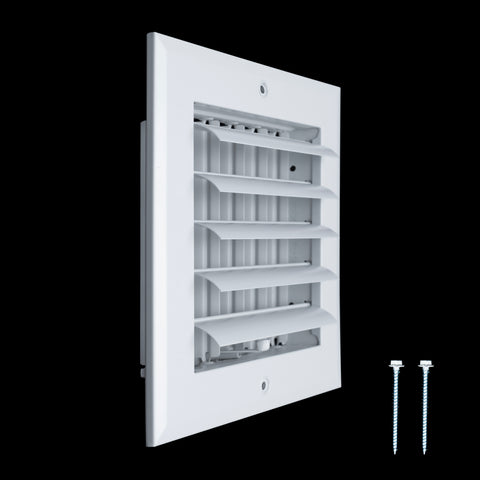 6"W x 6"H [Duct Opening] Aluminum 1-WAY Adjustable Air Supply Grille | Register Vent Cover Grill for Sidewall and Ceiling | White | Outer Dimensions: 7.75"W x 7.75"