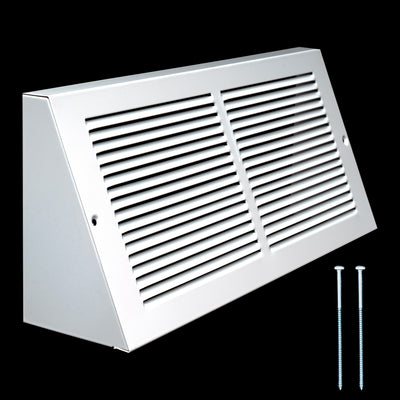 14x6 White Steel Triangular Baseboard Grille, Efficient Airflow, 3-13/16" Depth
