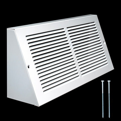 14"W x 6"H [Duct Opening] Steel Triangular Baseboard Return Air Grille | Air Register Vent Cover Grill | 3.75" Depth | White | Outer Dimensions: 15-3/4" x 6-5/8"