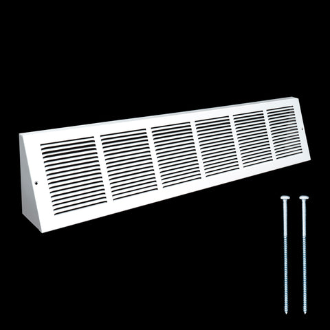 30"W x 6"H [Duct Opening] Steel Triangular Baseboard Return Air Grille | Air Register Vent Cover Grill | 3.75" Depth | White | Outer Dimensions: 31-3/4" x 6-5/8"