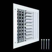 10 x 10-inch White Aluminum adjustable curved blade supply register, angled view