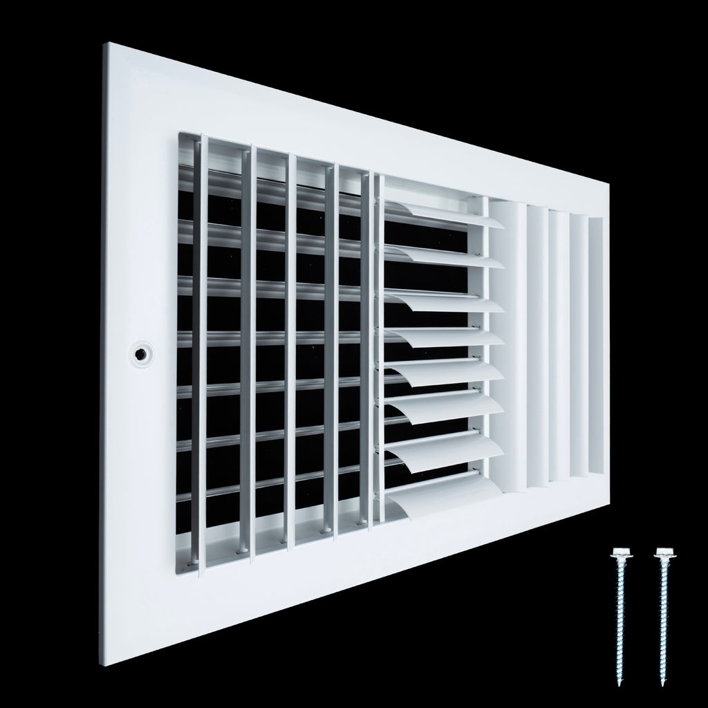 14x8 Aluminum 3-WAY Adjustable Air Supply Register for Sidewall and Ceiling | White | Outer Dimensions: 15-3/4"W X 9-3/4"H