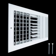 14 x 8-inch White Aluminum adjustable curved blade supply register, angled view