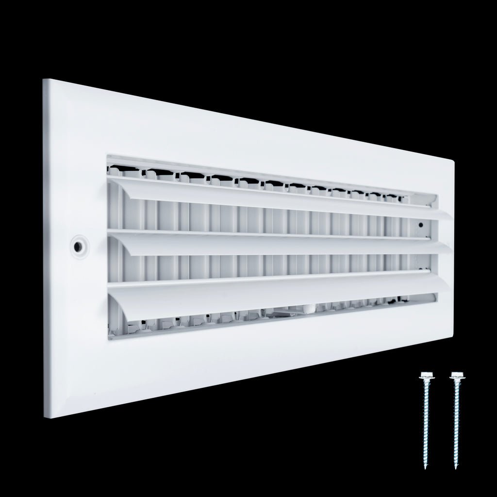 14x4 Aluminum 1-WAY Adjustable Air Supply Register for Sidewall and Ceiling | White | Outer Dimensions: 15-3/4"W X 5-3/4"H