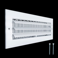 14"W x 4"H [Duct Opening] Aluminum 1-WAY Adjustable Air Supply Grille | Register Vent Cover Grill for Sidewall and Ceiling | White | Outer Dimensions: 15.75"W x 5.75"H