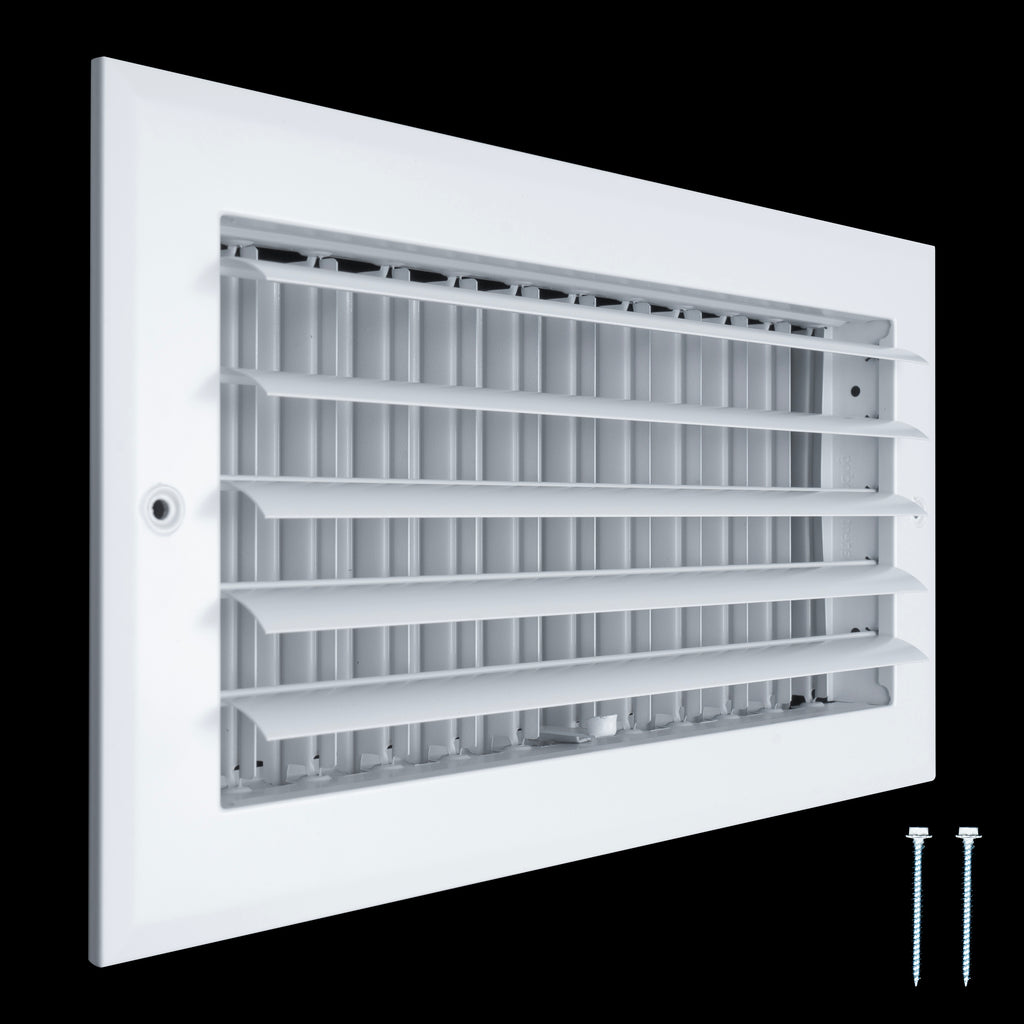 12x6 Aluminum 1-WAY Adjustable Air Supply Register for Sidewall and Ceiling | White | Outer Dimensions: 13-3/4"W X 7-3/4"H