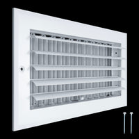 12"W x 6"H [Duct Opening] Aluminum 1-WAY Adjustable Air Supply Grille | Register Vent Cover Grill for Sidewall and Ceiling | White | Outer Dimensions: 13.75"W x 7.75"H