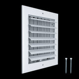 8x8 Aluminum 1-WAY Adjustable Air Supply Register for Sidewall and Ceiling | White | Outer Dimensions: 9-3/4"W X 9-3/4"H