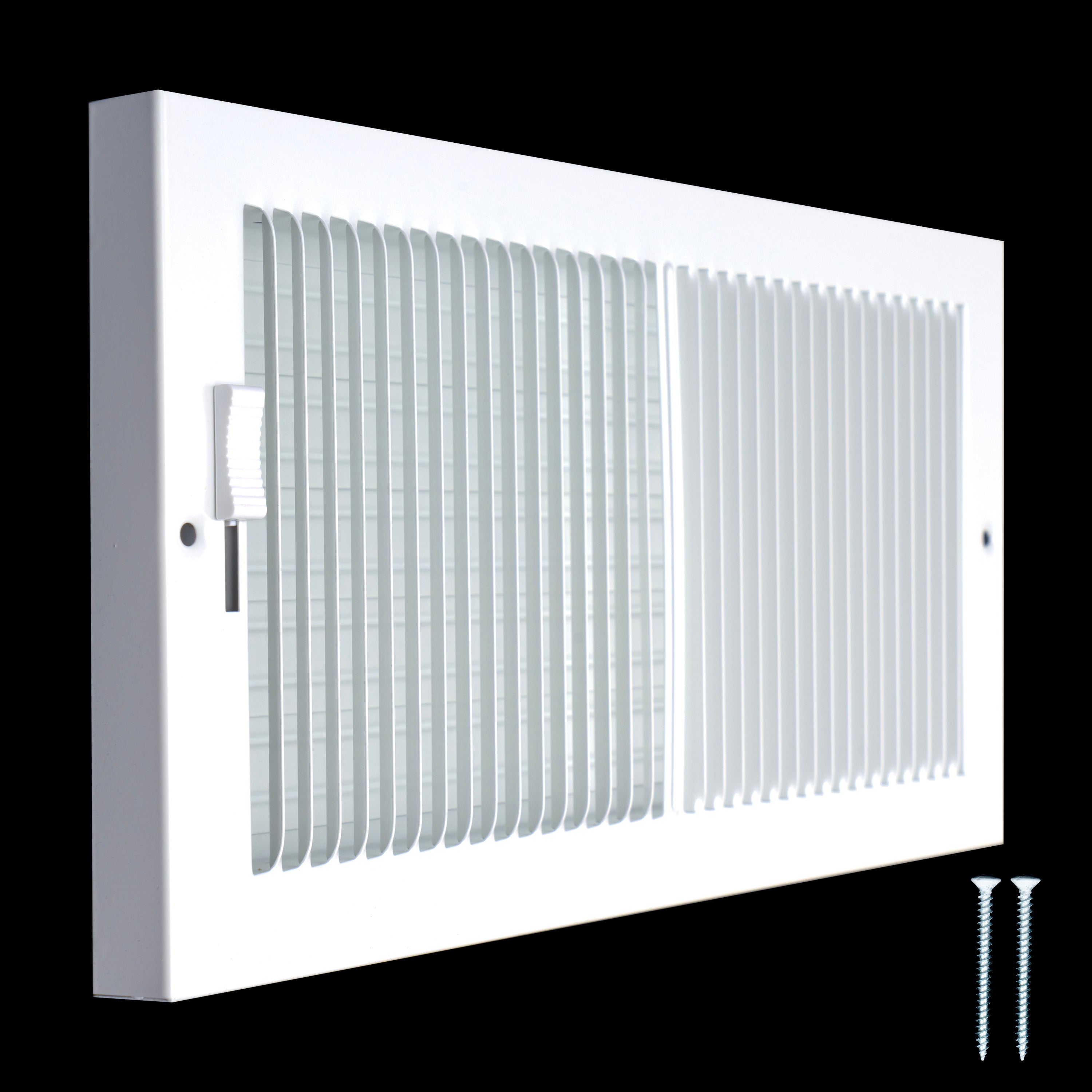 12"W x 6"H [Duct Opening] Steel Baseboard Air Supply Grille with Multi-shutter Damper | White | Outer Dimensions: 13-1/4" x 7-1/4"
