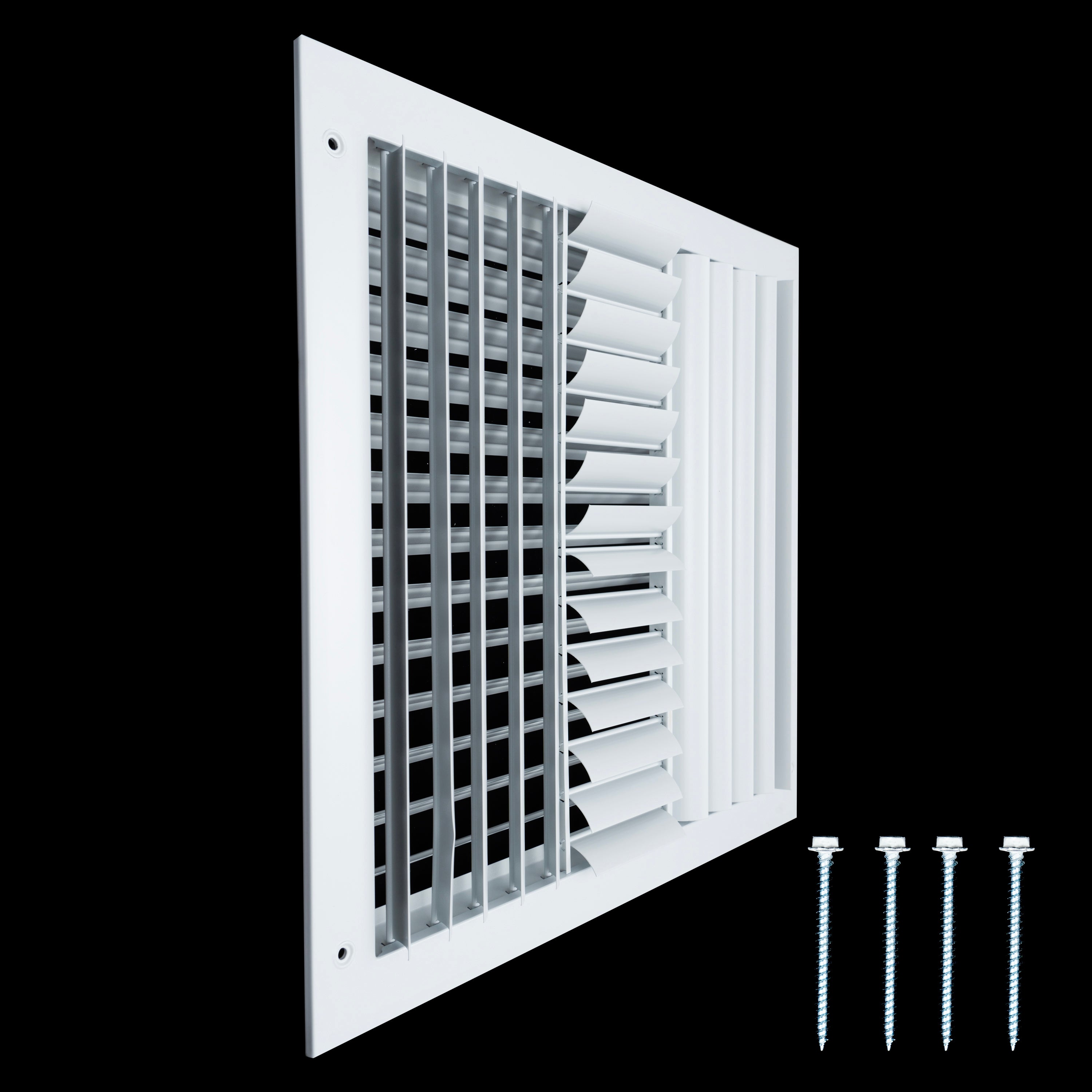 14"W x 14"H [Duct Opening] Aluminum 4-WAY Adjustable Air Supply Grille | Register Vent Cover Grill for Sidewall and Ceiling | White | Outer Dimensions: 15.75"W x 15.75"