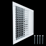 14 x 14-inch White Aluminum adjustable curved blade supply register, angled view