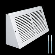 12 x 6-inch White Steel triangle baseboard return grille, angled view