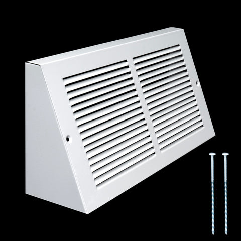 12"W x 6"H [Duct Opening] Steel Triangular Baseboard Return Air Grille | Air Register Vent Cover Grill | 3.75" Depth | White | Outer Dimensions: 13-3/4" x 6-5/8"