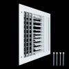 10"W x 10"H [Duct Opening] Aluminum 3-WAY Adjustable Air Supply Grille | Register Vent Cover Grill for Sidewall and Ceiling | White | Outer Dimensions: 11.75"W x 11.75"H