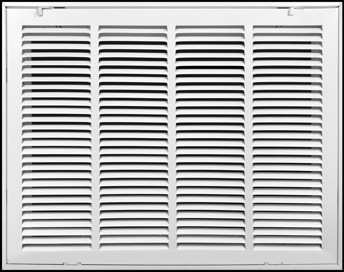 airgrilles 24" x 18" duct opening   steel return air filter grille  fixed hinged  for sidewall and ceiling hnd-fx-1rafg-wh-24x18 752505984544 - 1