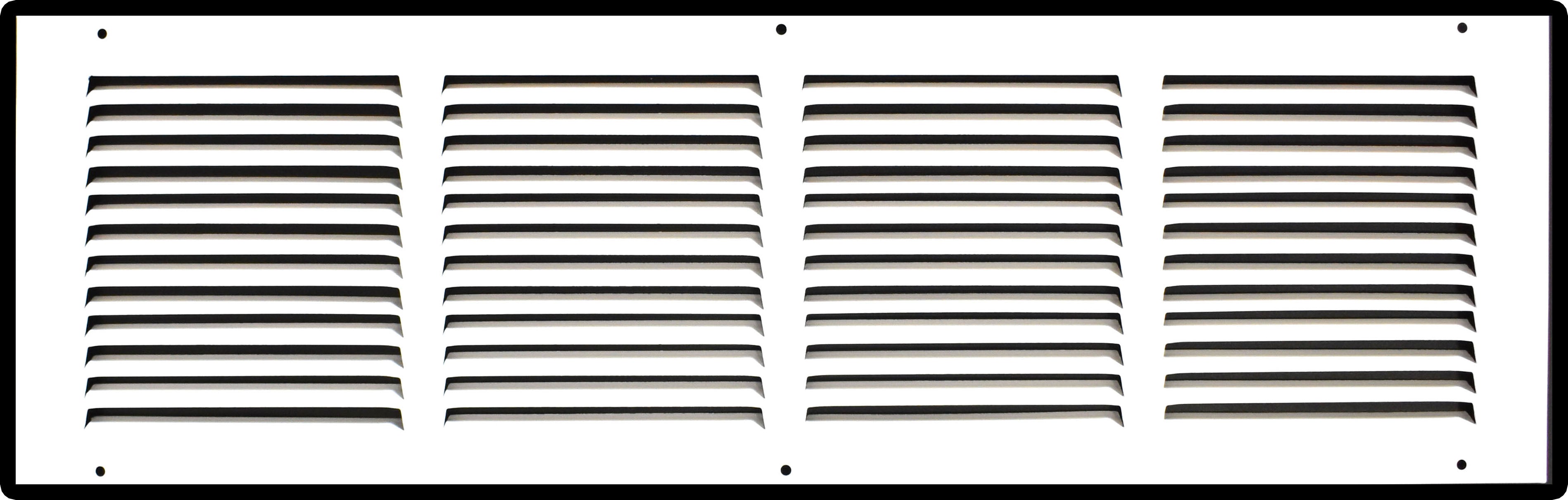 airgrilles 24" x 6" duct opening   hd steel return air grille for sidewall and ceiling 7hnd-flt-rg-wh-24x6 038775640459 - 1