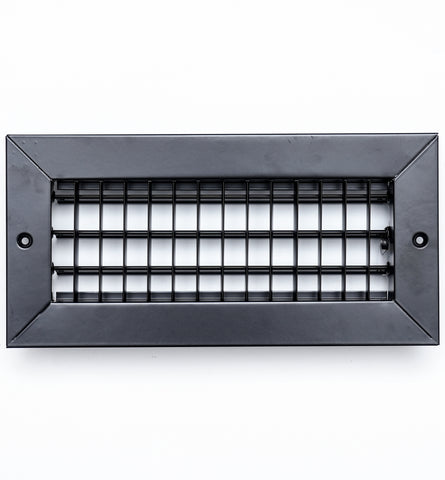 airgrilles 10"w x 4"h steel adjustable air supply grille  -  register vent cover grill for sidewall and ceiling  -  black  -  outer dimensions: 11.75"w x 5.75"h for 10x4 duct opening hnd-adj-bl-10x4  - 1