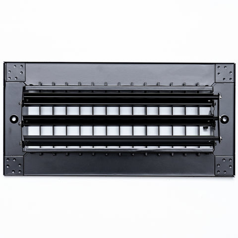 10"W x 4"H  Steel Adjustable Air Supply Grille | Register Vent Cover Grill for Sidewall and Ceiling | Black | Outer Dimensions: 11.75"W X 5.75"H for 10x4 Duct Opening