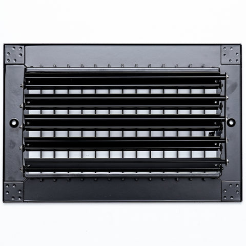 10"W x 6"H  Steel Adjustable Air Supply Grille | Register Vent Cover Grill for Sidewall and Ceiling | Black | Outer Dimensions: 11.75"W X 7.75"H for 10x6 Duct Opening