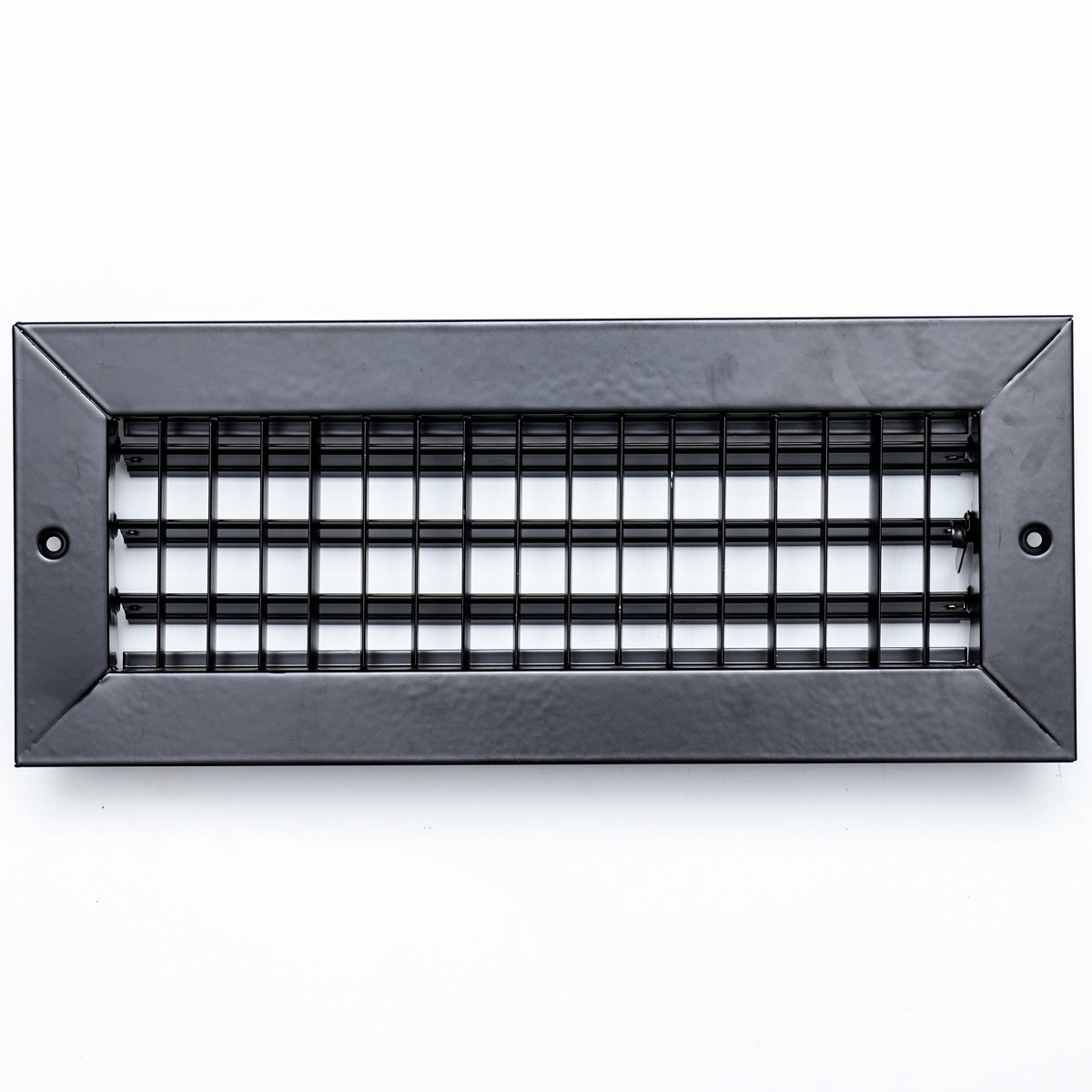 airgrilles 12"w x 4"h steel adjustable air supply grille  -  register vent cover grill for sidewall and ceiling  -  black  -  outer dimensions: 13.75"w x 5.75"h for 12x4 duct opening hnd-adj-bl-12x4  - 1