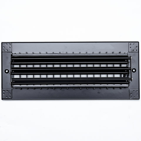 12"W x 4"H  Steel Adjustable Air Supply Grille | Register Vent Cover Grill for Sidewall and Ceiling | Black | Outer Dimensions: 13.75"W X 5.75"H for 12x4 Duct Opening