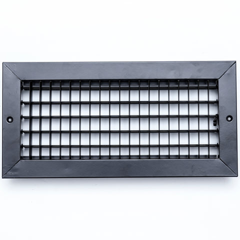 airgrilles 14"w x 6"h steel adjustable air supply grille  -  register vent cover grill for sidewall and ceiling  -  black  -  outer dimensions: 15.75"w x 7.75"h for 14x6 duct opening hnd-adj-bl-14x6  - 1