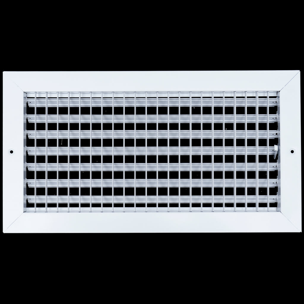 airgrilles 16"w x 8"h steel adjustable air supply grille   register vent cover grill for sidewall and ceiling   white   outer dimensions: 17.75"w x 9.75"h for 16x8 duct opening hnd-adj-wh-16x8  - 1