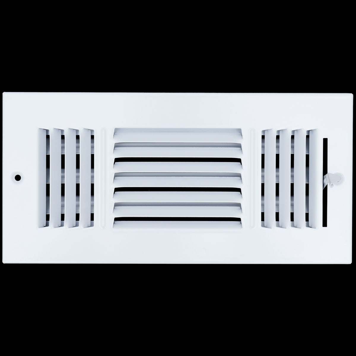 airgrilles 10 x 4 duct opening - 3 way steel air supply diffuser for sidewall and ceiling hnd-asg-wh-3way-10x4 764613097801 - 1