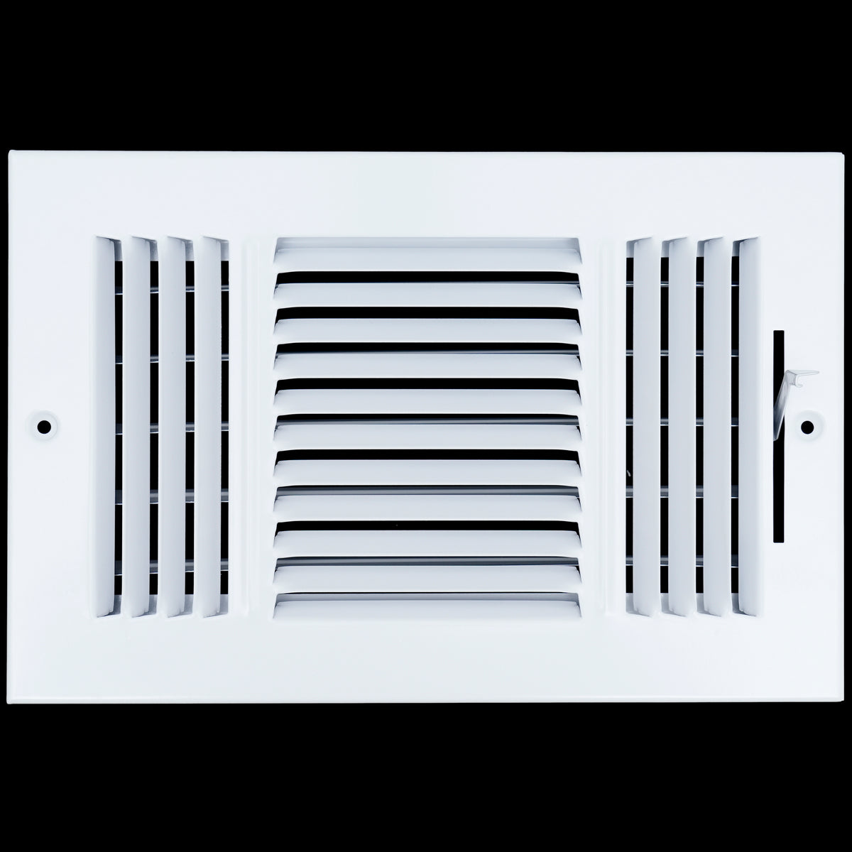 airgrilles 10 x 6 duct opening - 3 way steel air supply diffuser for sidewall and ceiling hnd-asg-wh-3way-10x6 764613097542 - 1