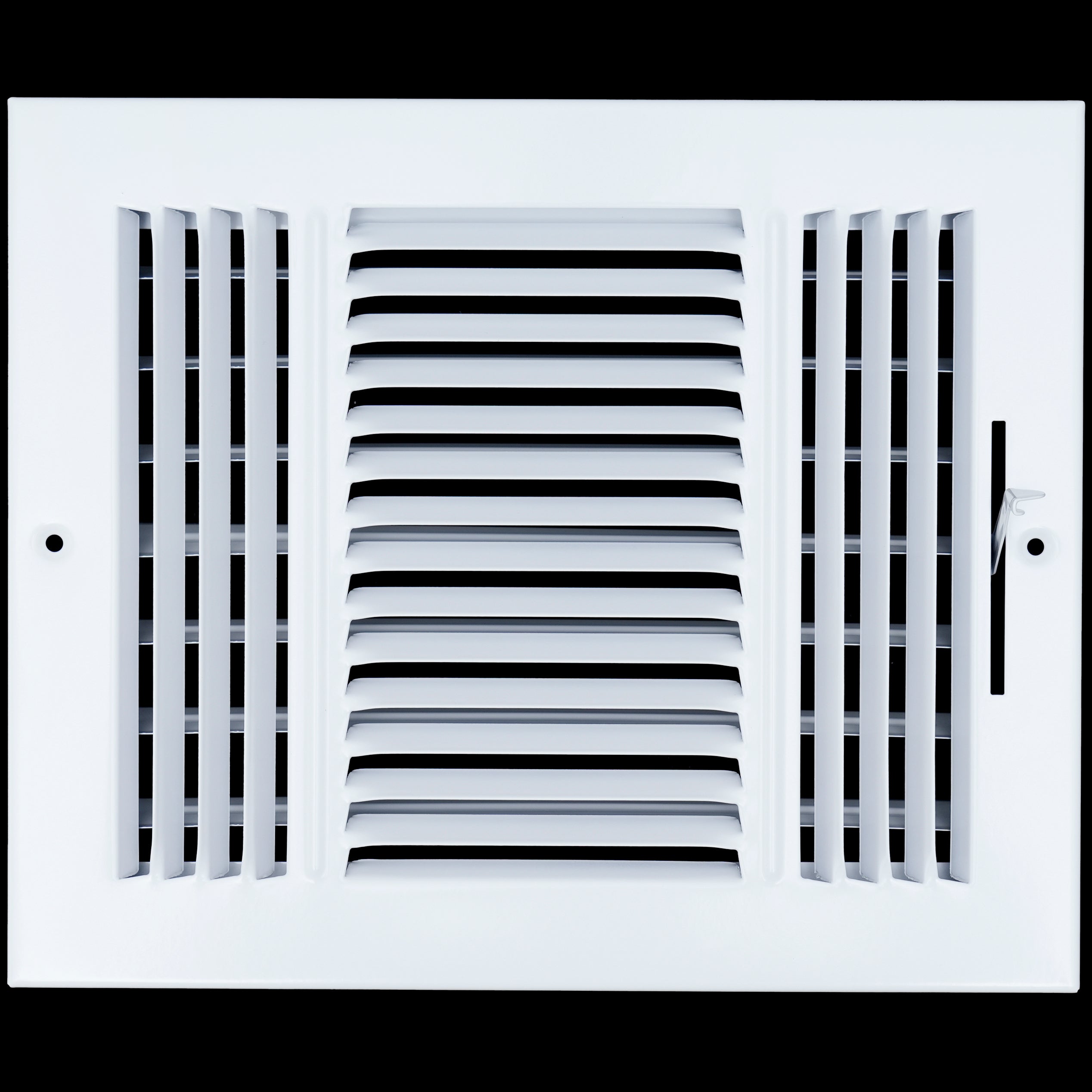 airgrilles 10 x 8 duct opening - 3 way steel air supply diffuser for sidewall and ceiling hnd-asg-wh-3way-10x8 764613097511 - 1