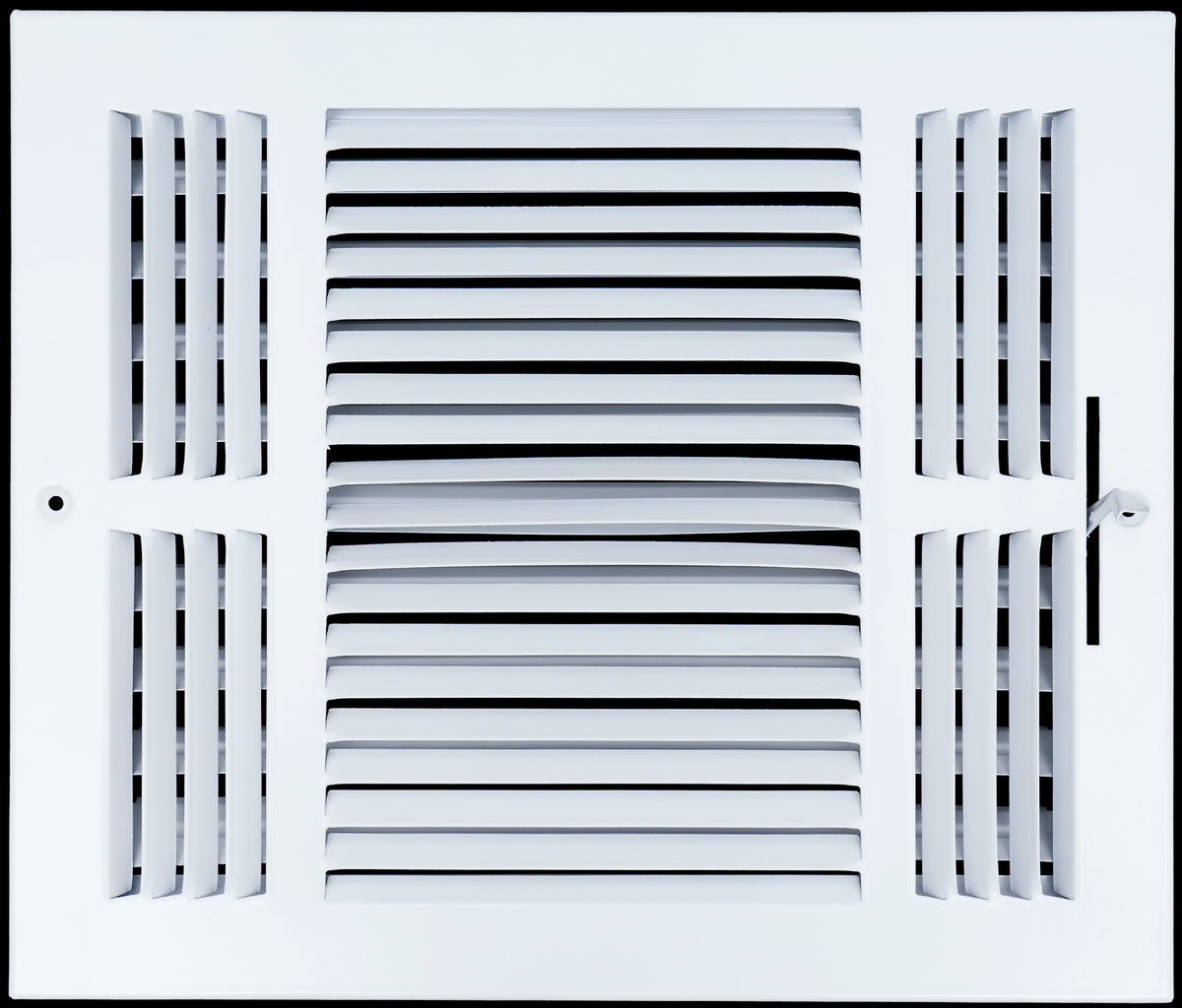 airgrilles 12 x 10 duct opening  -  3 way steel air supply diffuser for sidewall and ceiling hnd-asg-wh-3way-12x10 764613097559 - 1