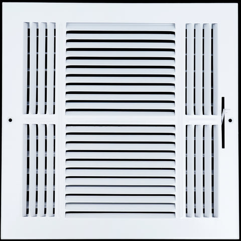 airgrilles 12 x 12 duct opening  -  3 way steel air supply diffuser for sidewall and ceiling hnd-asg-wh-3way-12x12 764613097856 - 1