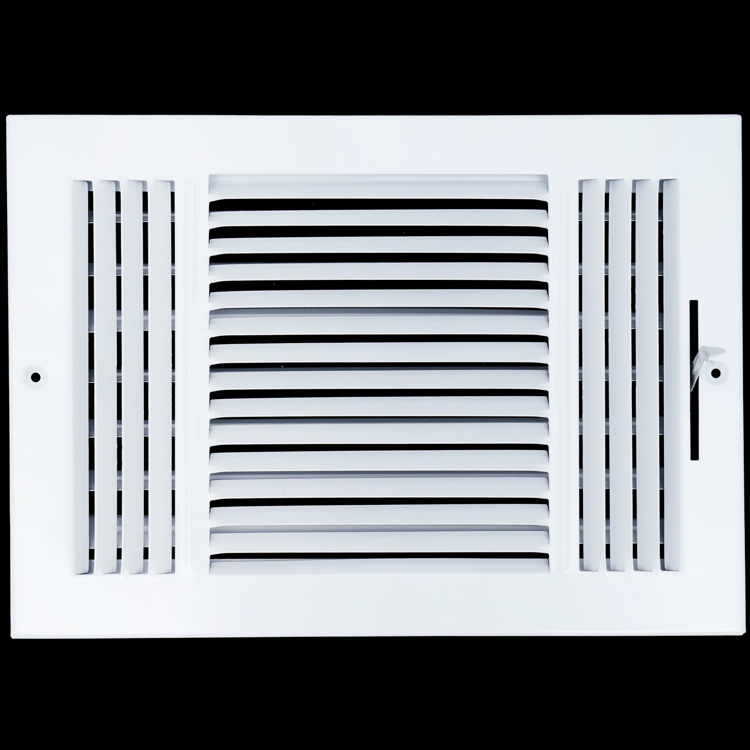 airgrilles 12 x 8 duct opening  -  3 way steel air supply diffuser for sidewall and ceiling hnd-asg-wh-3way-12x8 764613097504 - 1