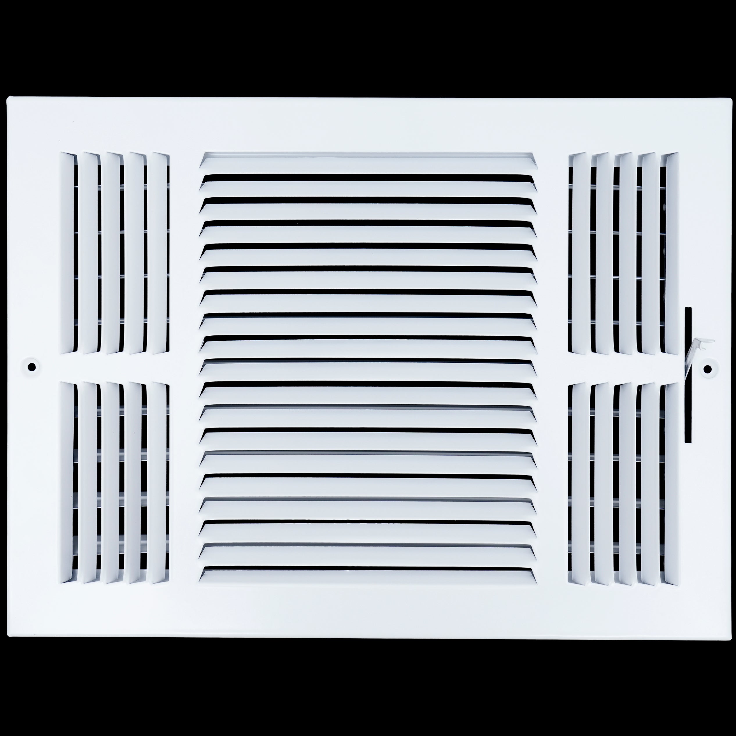 airgrilles 14 x 10 duct opening  -  3 way steel air supply diffuser for sidewall and ceiling hnd-asg-wh-3way-14x10 764613097672 - 1