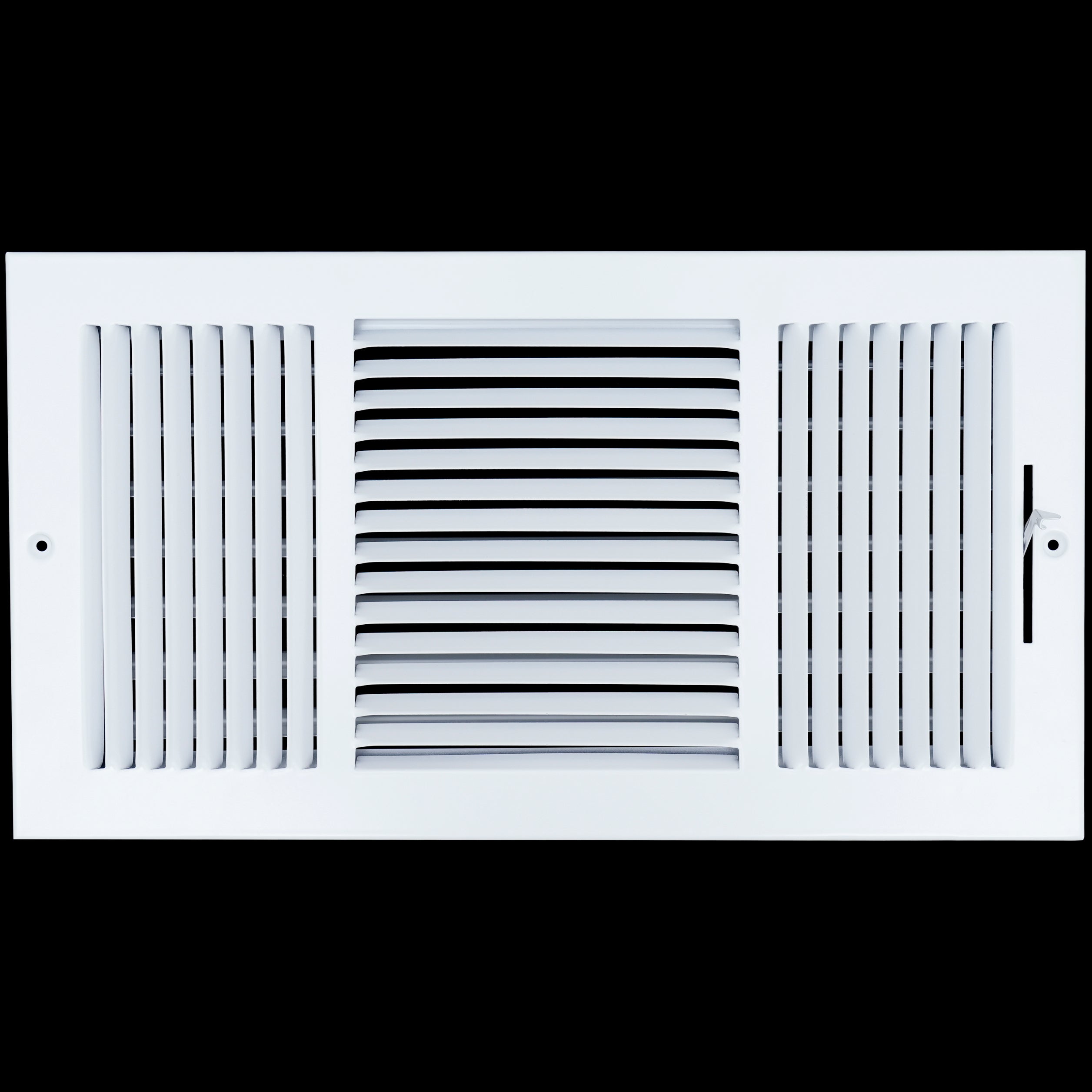 airgrilles 16 x 8 duct opening  -  3 way steel air supply diffuser for sidewall and ceiling hnd-asg-wh-3way-16x8 764613097573 - 1