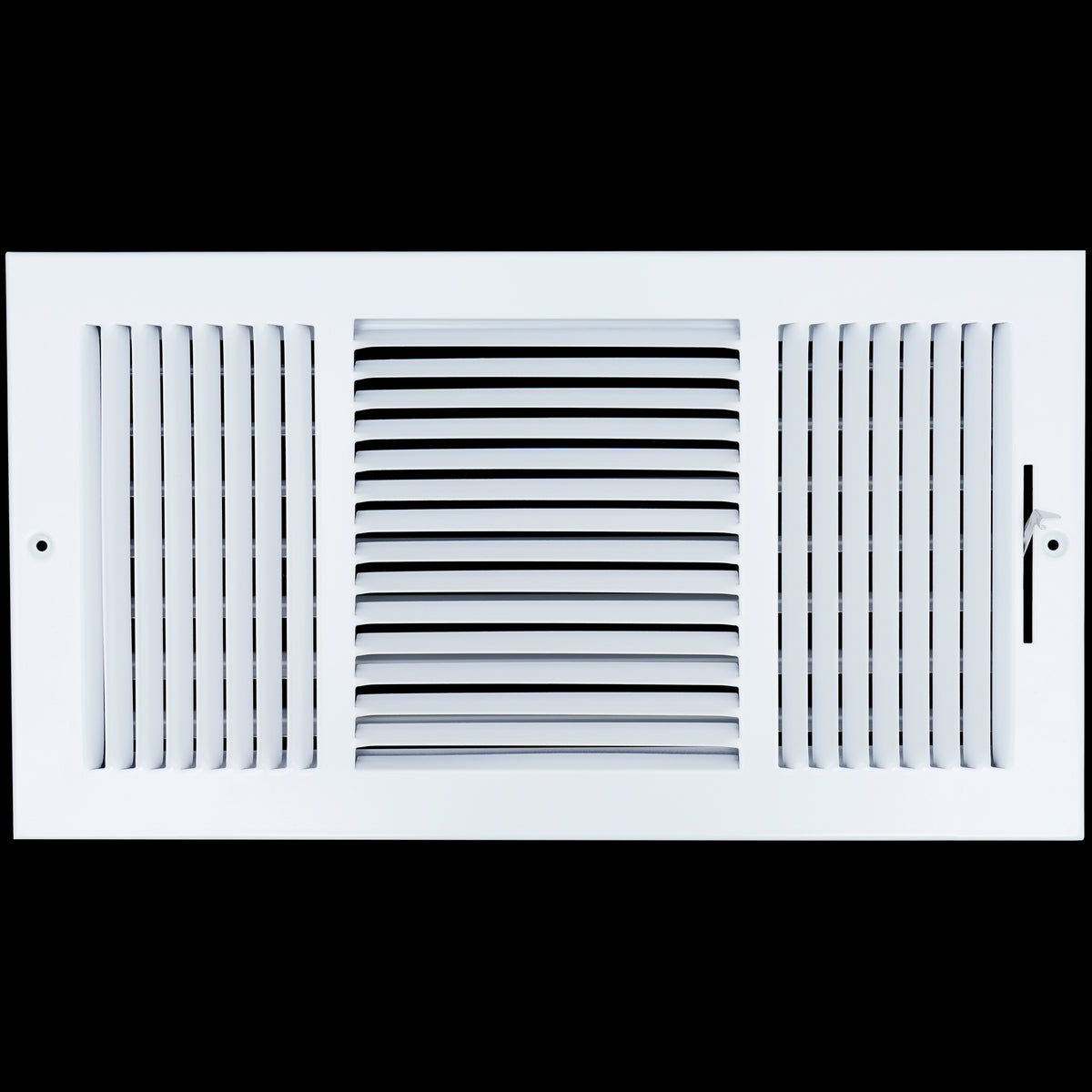 airgrilles 16 x 8 duct opening  -  3 way steel air supply diffuser for sidewall and ceiling hnd-asg-wh-3way-16x8 764613097573 - 1