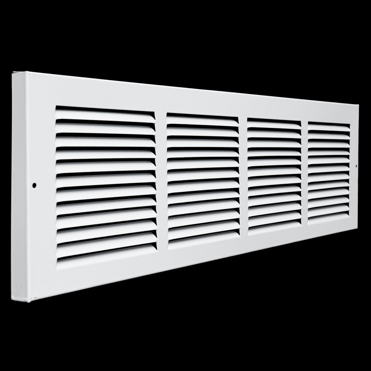 airgrilles 24"w x 6"h baseboard return air grille   vent cover grill   7/8" margin turnback to fit baseboard   white   outer dimensions: 25.75"w x 7.75"h for 24x6 duct opening hnd-bra-wh-24x6  - 1
