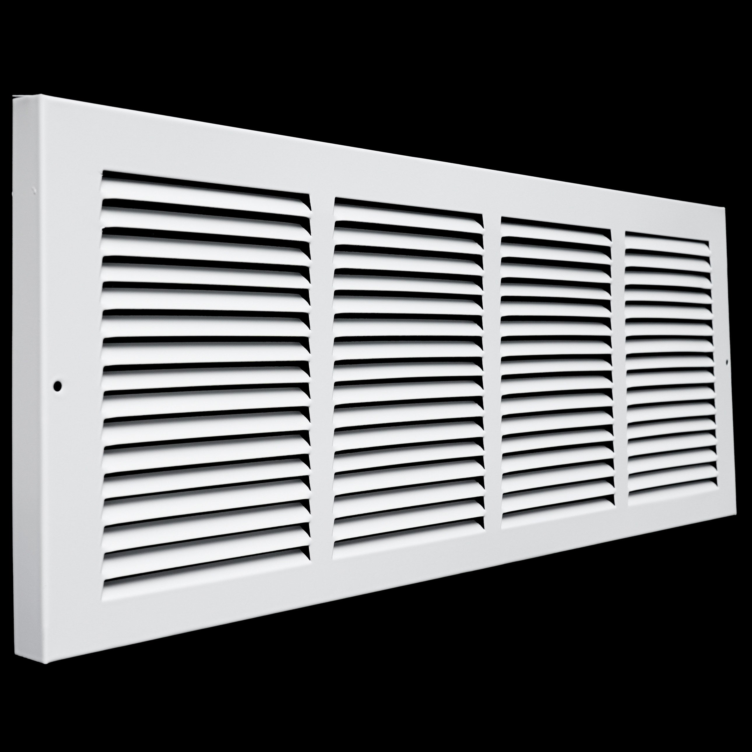 airgrilles 24"w x 8"h baseboard return air grille   vent cover grill   7/8" margin turnback to fit baseboard   white   outer dimensions: 25.75"w x 9.75"h for 24x8 duct opening hnd-bra-wh-24x8  - 1
